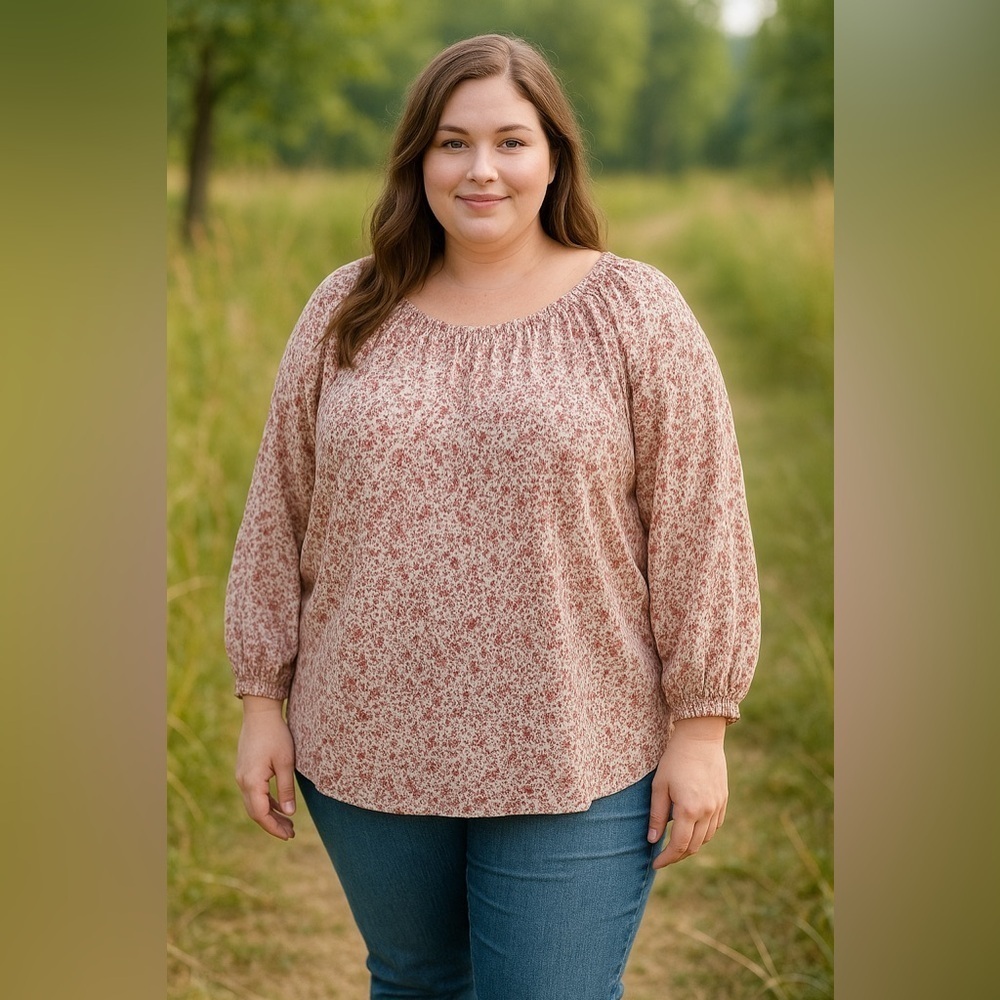 Wonderly Women’s 2X Floral Peasant Blouse Tunic Top Cottagecore Fairy Forest